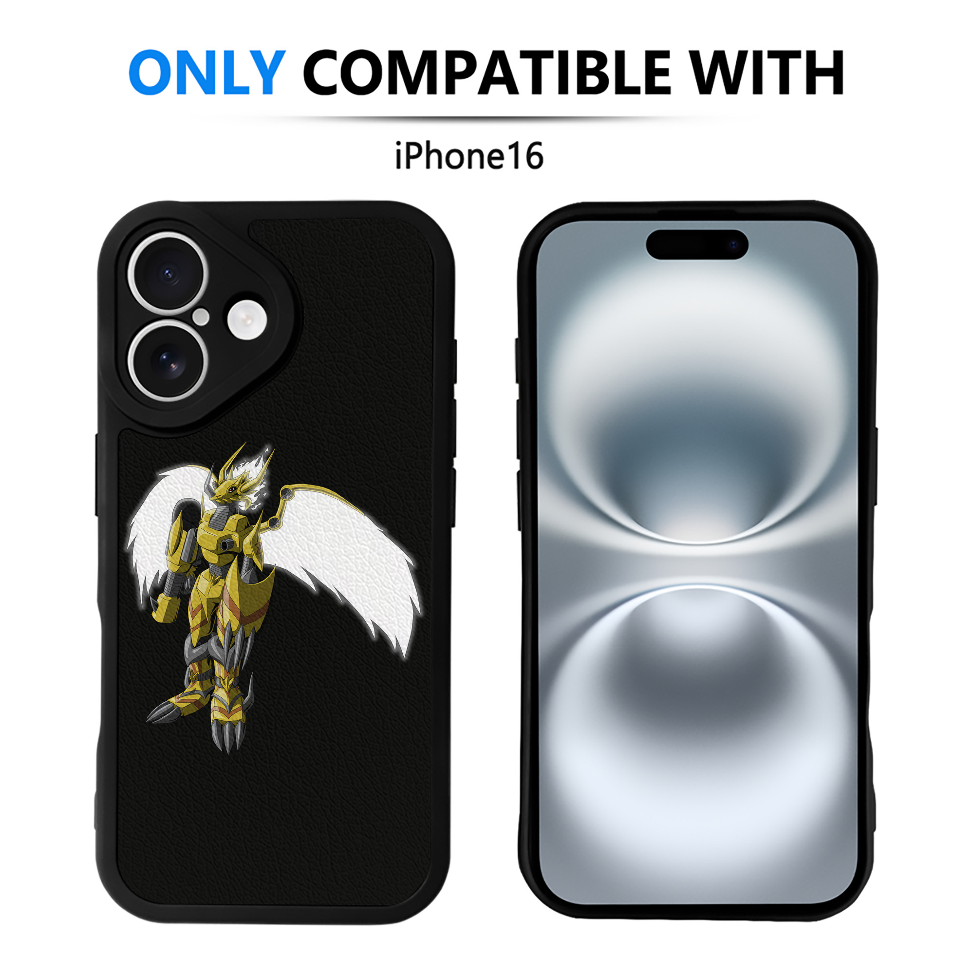（画像用） Digimon デジタルモンスター/デジモン 【iPhone 16シリーズ対応】シリコンスマホケース（レザー調） 材質：シリコン